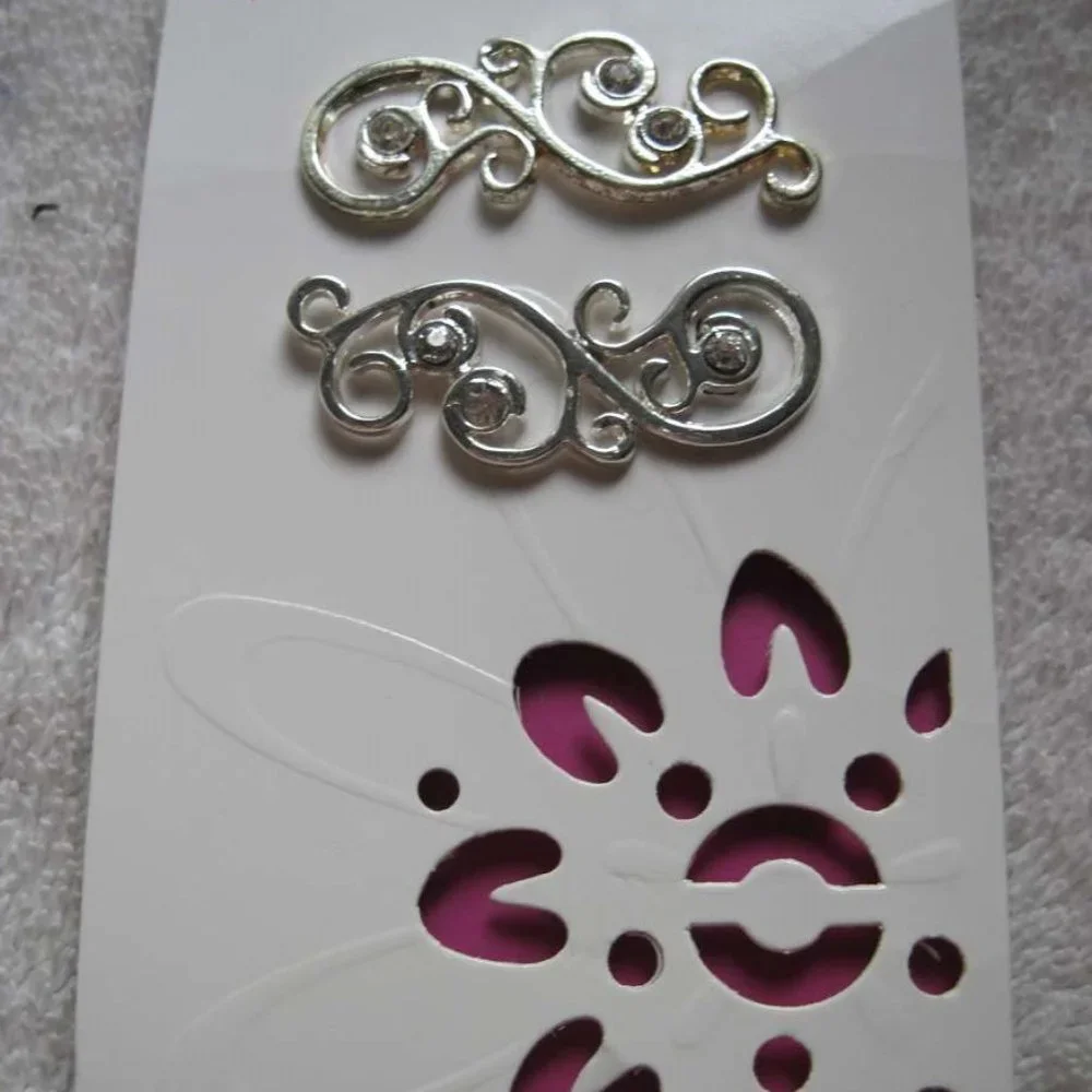 2 Conair Sophisticates Metal Secure Fit Tight Back Hair Barrettes Rhinestones
